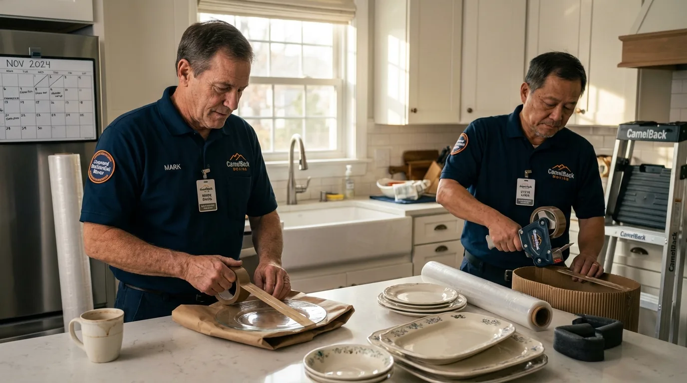 Professional crew packing kitchen dishware in Delaware City, DE