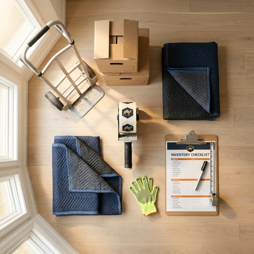 Professional moving supplies and packing materials layout for Delaware City residential relocations